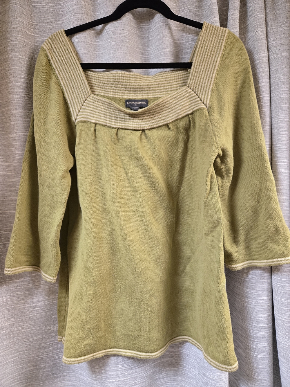 Vintage Banana Republic Olive Green Square-Neck Sweater